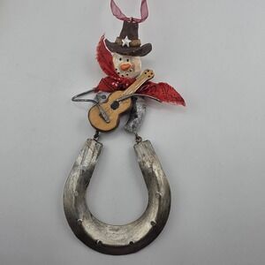 VTG Western Horseshoe Ornament Cowboy Snowman Guitar Christmas Decor Farmhouse